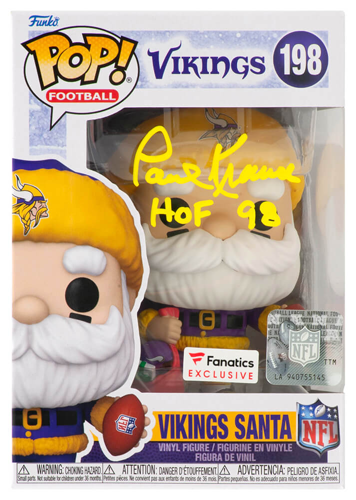 Paul Krause Signed Minnesota Vikings 'SANTA' Funko Pop Doll #198 w/HOF'98