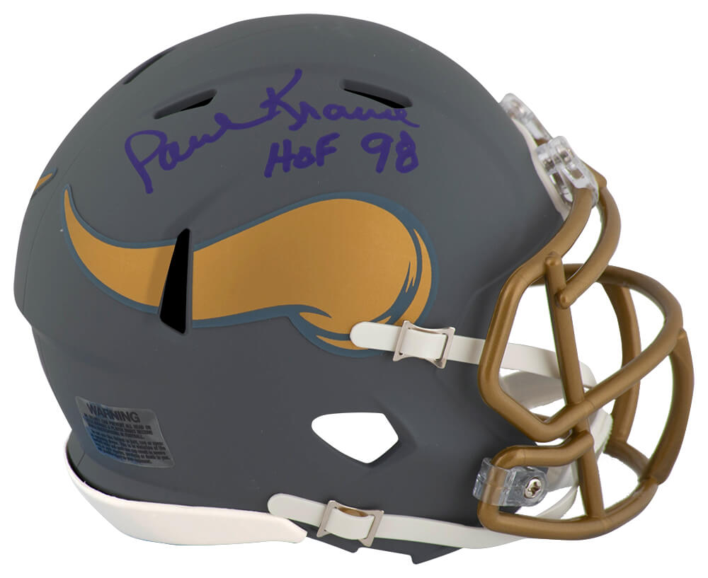 Paul Krause Signed Minnesota Vikings SLATE Riddell Speed Mini Helmet w/HOF'98