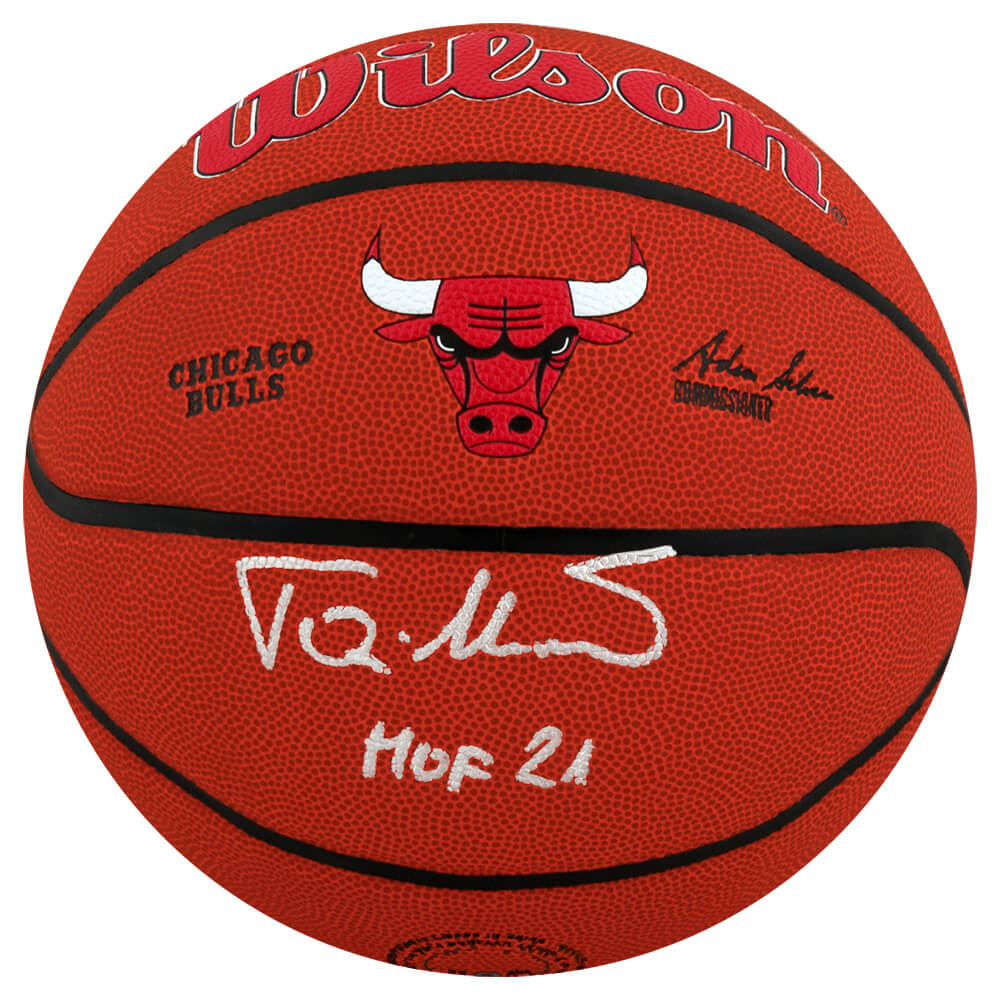 Toni Kukoc Signed Wilson Chicago Bulls Logo NBA Basketball w/HOF'21