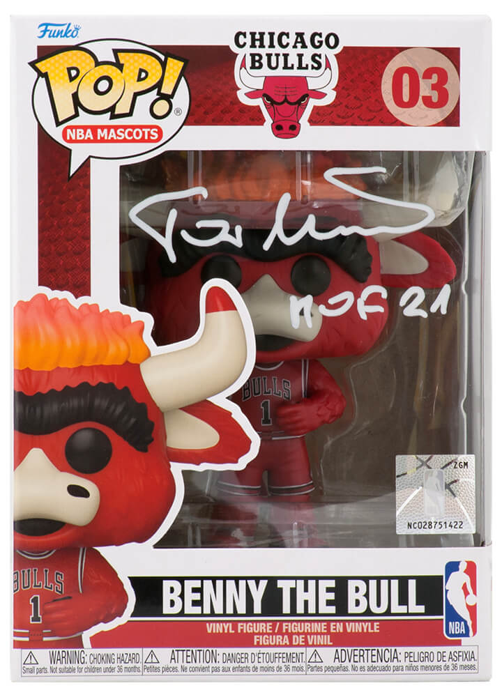 Toni Kukoc Signed Chicago Bulls Benny The Bull Mascot Funko Pop Doll #3 w/HOF'21