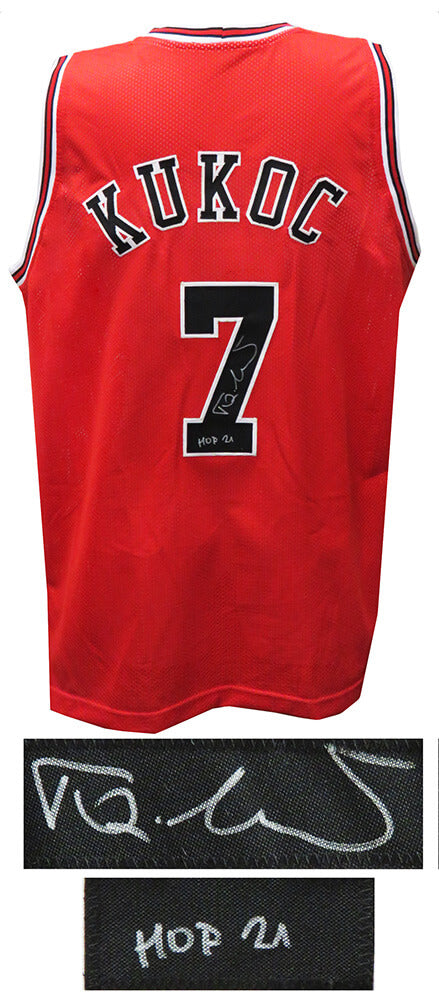 Toni Kukoc Signed Red Custom Basketball Jersey w/HOF'21