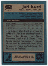 Jari Kurri Signed Edmonton Oilers 1981-82 Topps Rookie Hockey Card #18 w/HOF'01