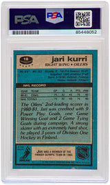 Jari Kurri Signed Edmonton Oilers 1981-82 Topps Rookie Hockey Card #18 w/HOF'01 - (PSA Encapsulated)