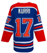 Jari Kurri Signed Blue Throwback Custom Hockey Jersey w/HOF'01