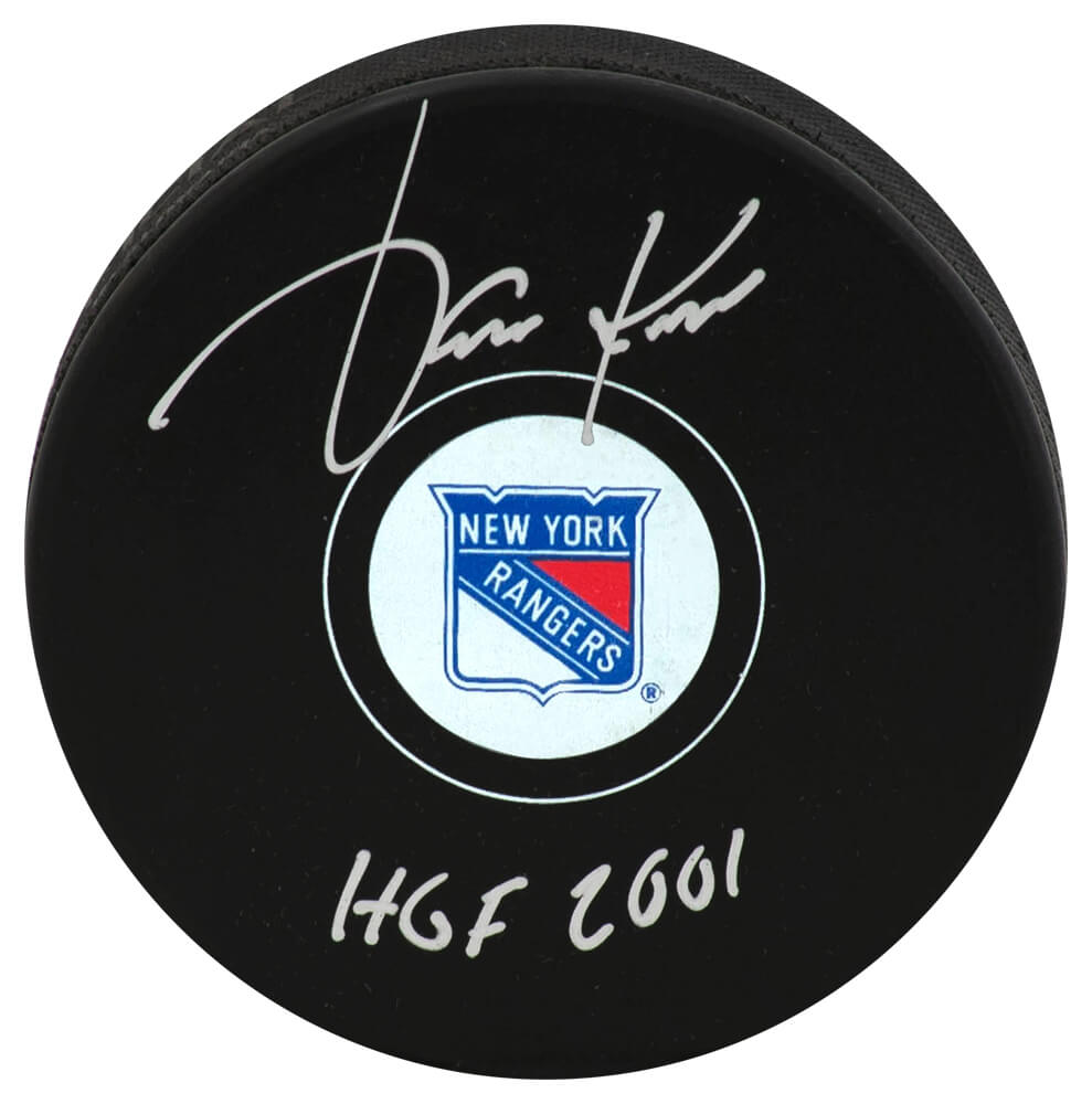 Jari Kurri Signed New York Rangers Logo Hockey Puck w/HOF'01