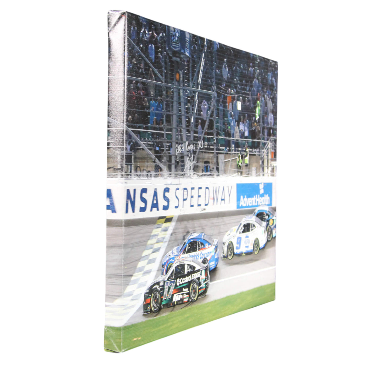 Kyle Larson Signed 2024 AdventHealth 400 .001 Win Finish 22x32 Canvas Photo (PA)
