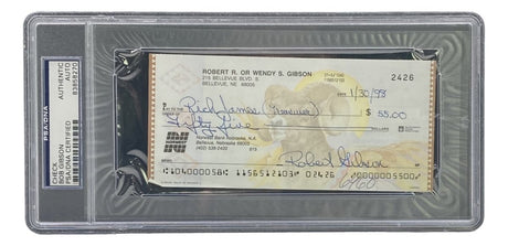 Bob Gibson St. Louis Cardinals Signed Slabbed Bank Check #2426 PSA/DNA - Sports Integrity