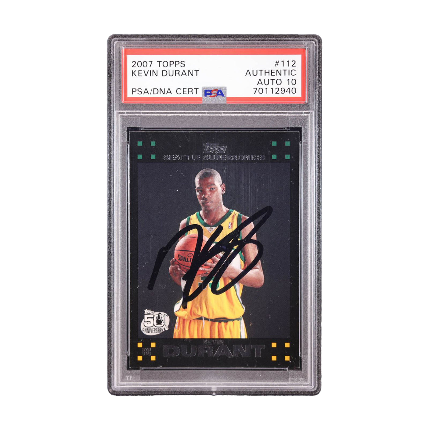 Kevin Durant Signed Authentic PSA Topps Supersonics NBA RC