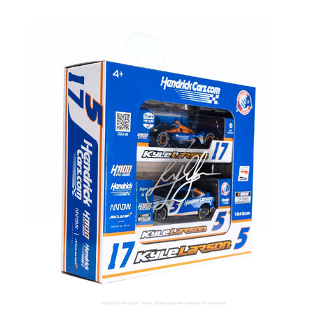 PRE-ORDER Kyle Larson Signed 2024 Hendrickcars.com Indy/Charlotte 1:64 Diecast 2-Pack (PA)