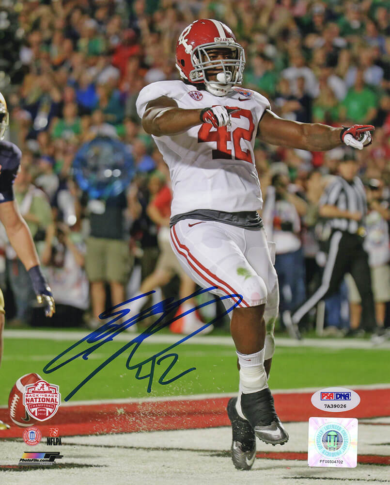 Eddie Lacy Signed Alabama 2012 National Title Game Endzone Celebration 8x10 Photo (In Blue)(PSA)