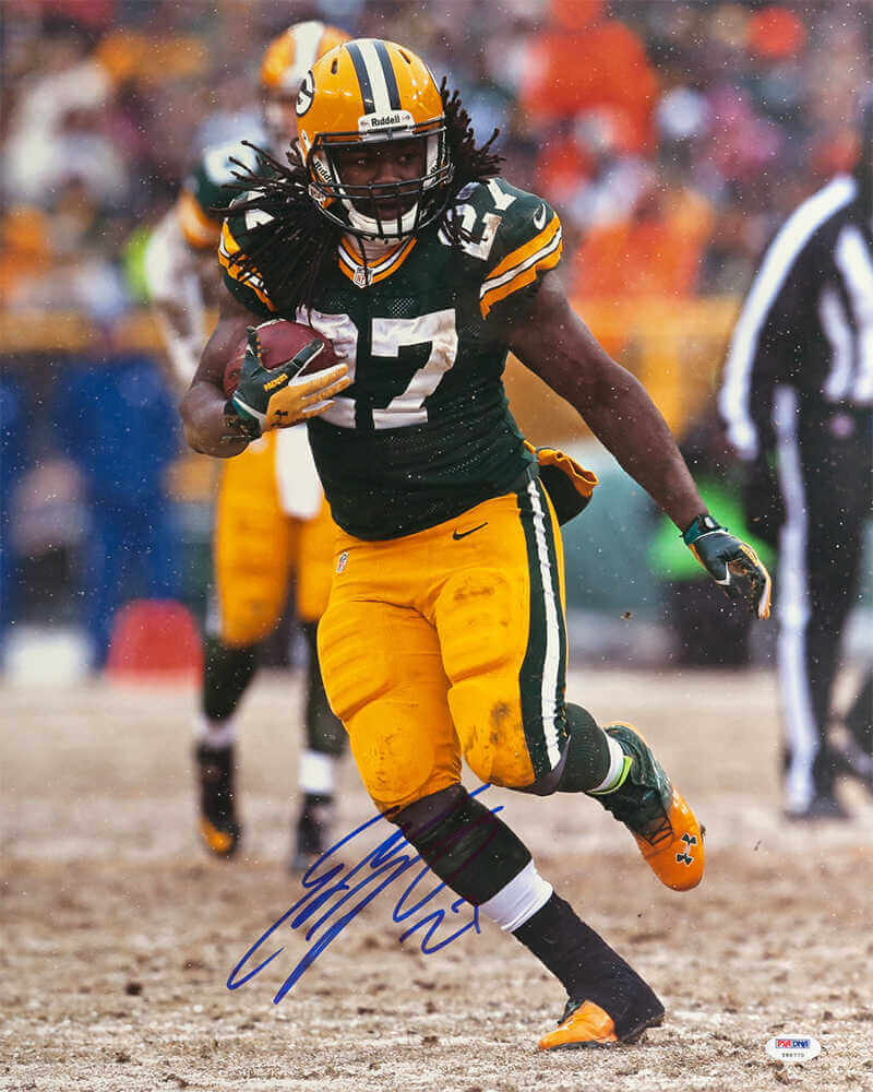 Eddie Lacy Signed GB Packers Running With Ball Action 1620 Photo  (PSA)