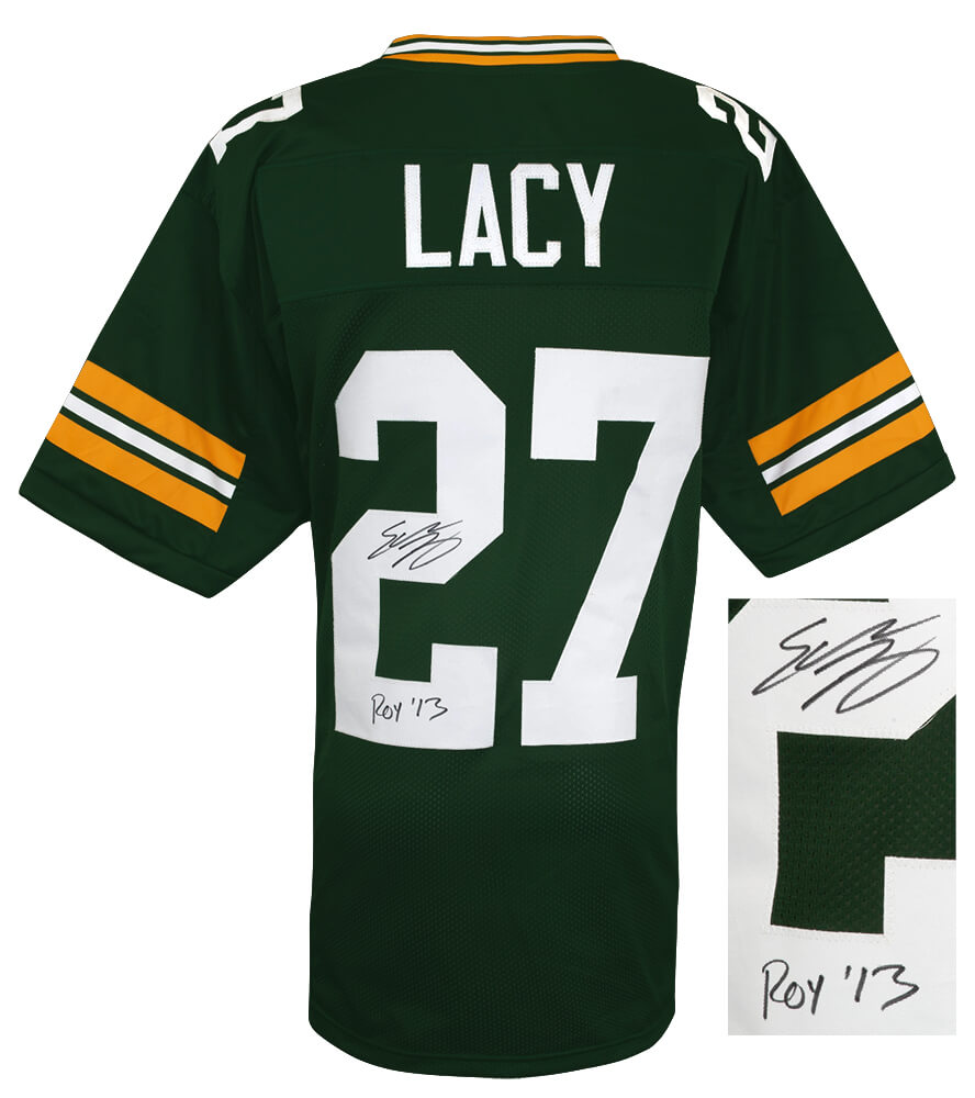 Eddie Lacy Signed Green Custom Football Jersey w/ROY'13