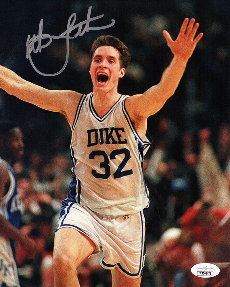Christian Laettner Signed Duke The Shot Celebration Arms Raised 8x10 Photo - (JSA)