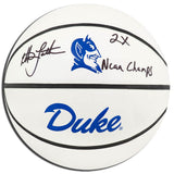 Christian Laettner Signed Duke Blue Devils Rawlings White Logo Basketball w/2x NCAA Champs