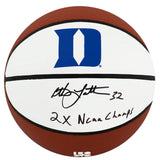 Christian Laettner Signed Duke Blue Devils Logo Brands White Logo Basketball w/2x NCAA Champs