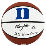 Christian Laettner Signed Duke Blue Devils Logo Brands White Logo Basketball w/2x NCAA Champs