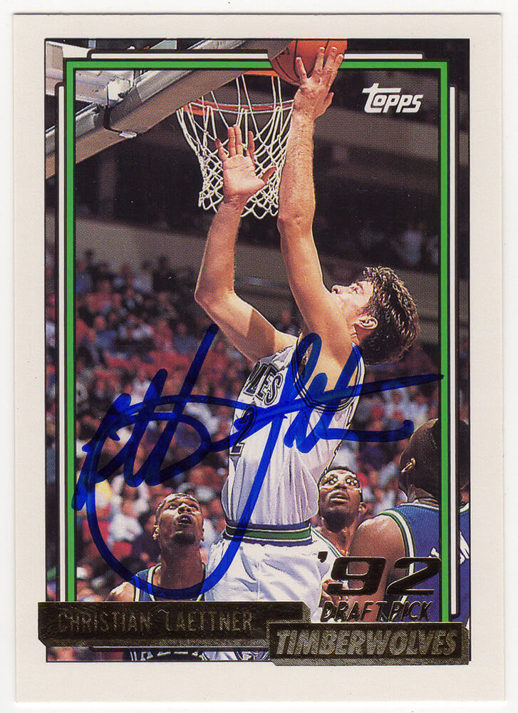 Christian Laettner Signed Minnesota Timberwolves 1992-93 Topps GOLD Rookie Basketball Card #334