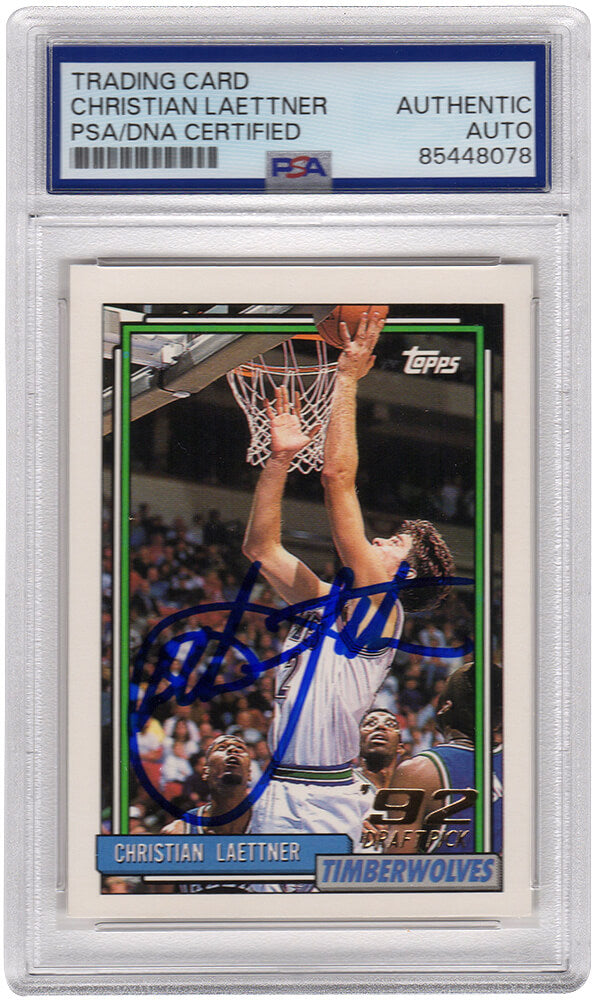 Christian Laettner Signed Timberwolves 1992-93 Topps Rookie Basketball Card #334 - (PSA Encapsulated)