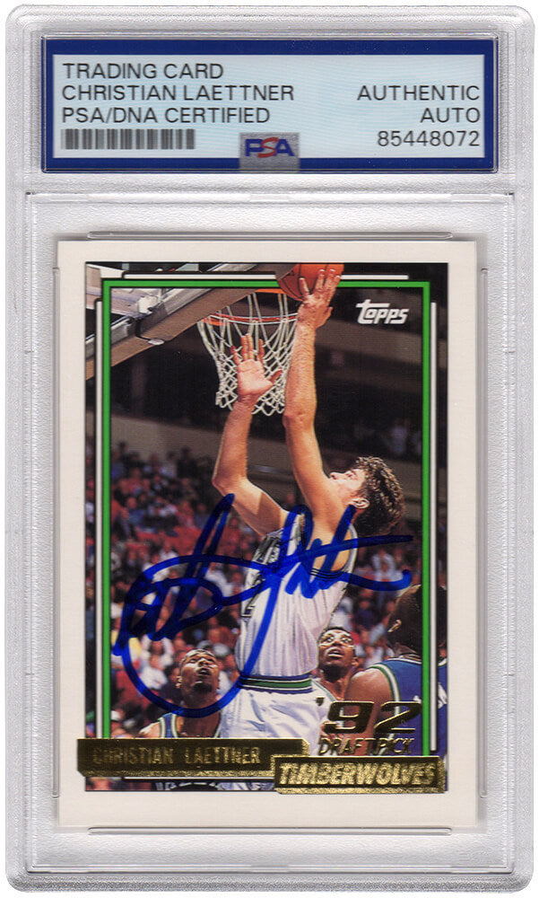 Christian Laettner Signed Timberwolves 1992-93 Topps GOLD Rookie Basketball Card #334 - (PSA Encapsulated)
