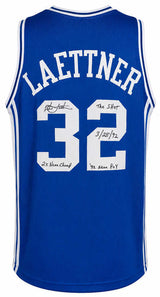 Christian Laettner Signed Blue Custom College Basketball Jersey w/Multiple Inscriptions