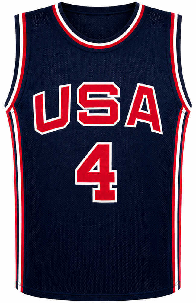 Christian Laettner Signed USA Navy Custom Basketball Jersey w/1992 Dream Team