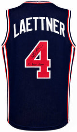 Christian Laettner Signed USA Navy Custom Basketball Jersey w/1992 Dream Team