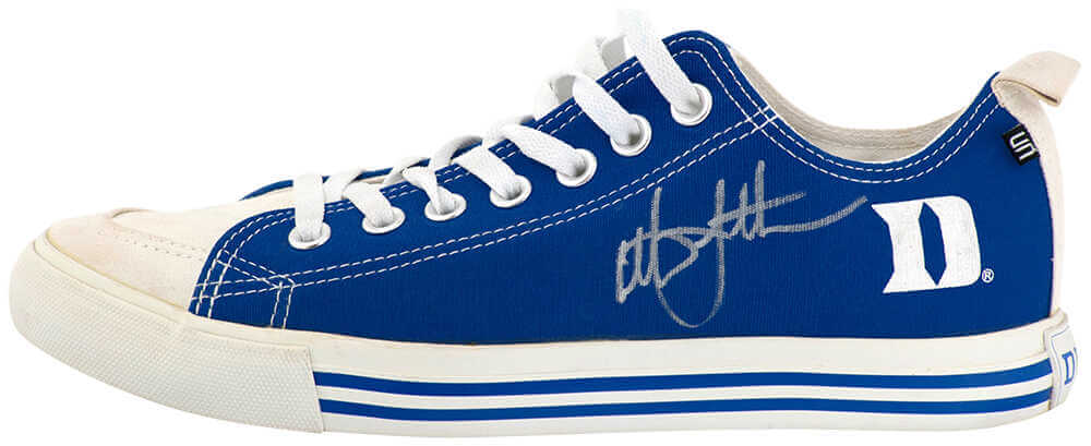 Christian Laettner Signed Duke SKICKS White & Blue Shoe - (Right Foot)