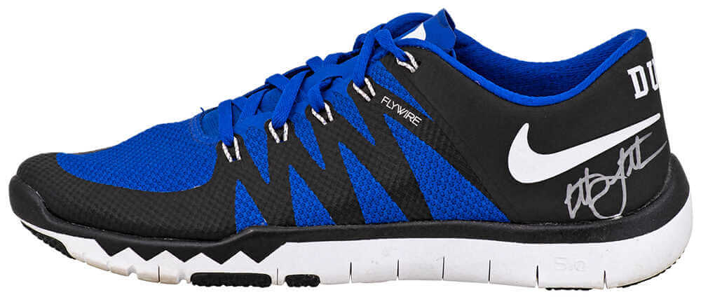Christian Laettner Signed Duke Nike Flywire Black & Blue Shoe - (Right Foot)