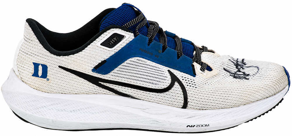 Christian Laettner Signed Duke Nike White & Blue Shoe - (Right Foot)