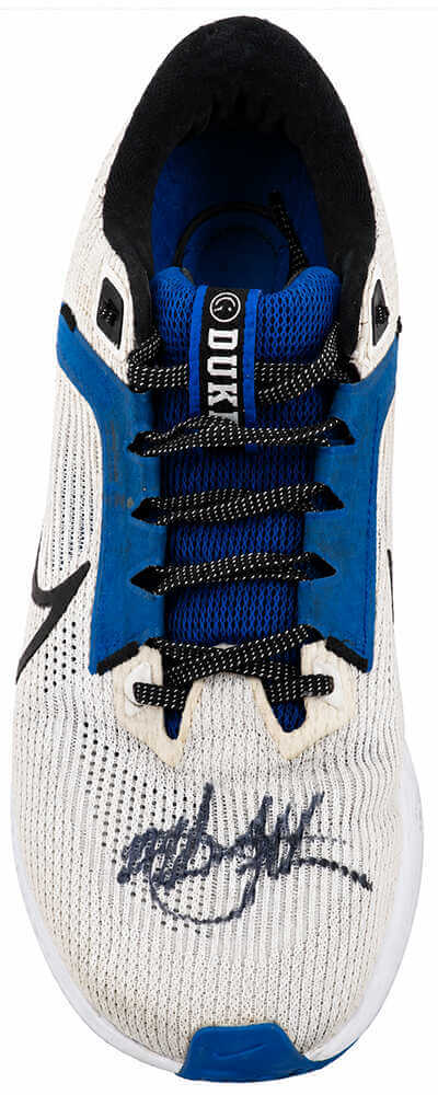 Christian Laettner Signed Duke Nike White & Blue Shoe - (Right Foot)