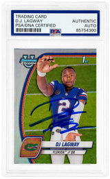 DJ Lagway Signed 2024 Bowman Chrome Refractor (1st Bowman) Football Trading Card #63 - (PSA Encapsulated)