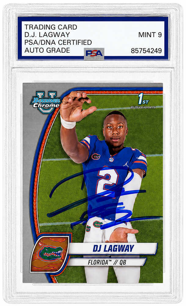 DJ Lagway Signed 2024 Bowman Chrome (1st Bowman) Football Trading Card #63 - (PSA - Auto Grade 9)
