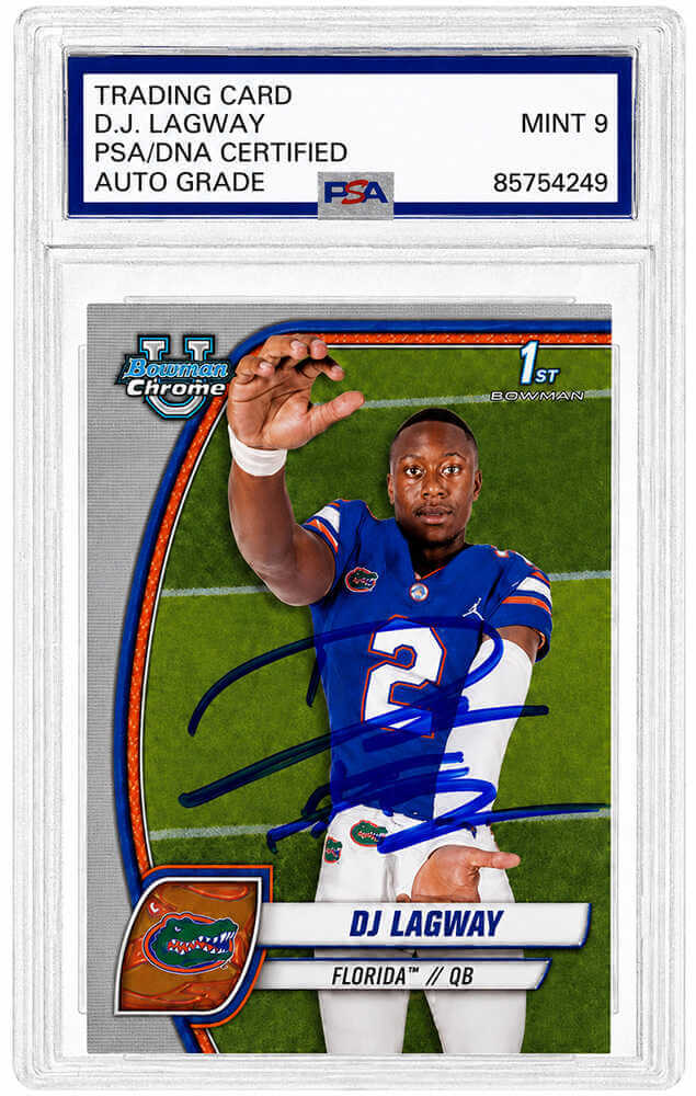 DJ Lagway Signed 2024 Bowman Chrome (1st Bowman) Football Trading Card #63 - (PSA Encapsulated - Auto Grade 10)