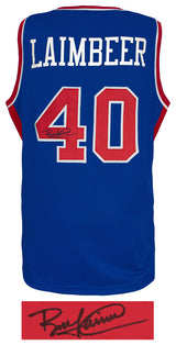 Bill Laimbeer Signed Blue Custom Basketball Jersey