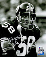 Jack Lambert Signed Pittsburgh Steelers No Teeth Dracula B&W 8x10 Photo w/HOF'90