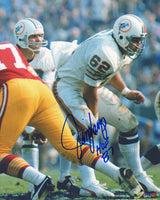 Jim Langer Signed Miami Dolphins Snapping Action 8x10 Photo w/HOF'87