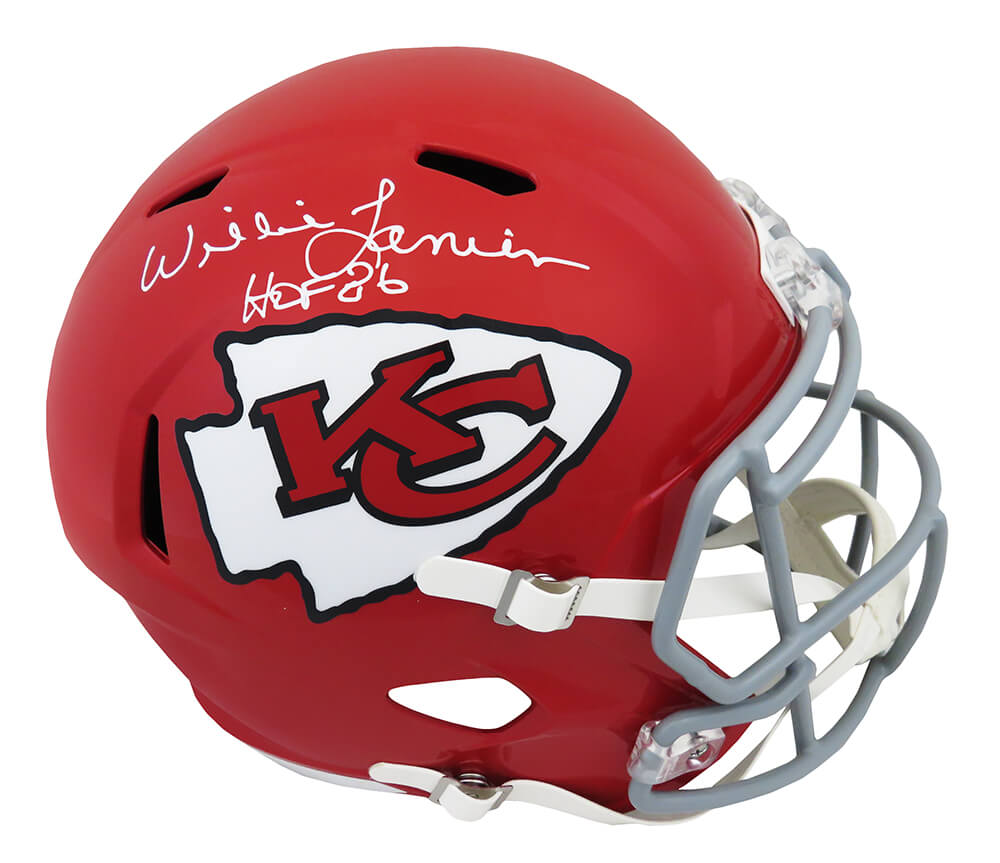 Willie Lanier Signed Kansas City Chiefs Throwback Riddell Full Size Speed Replica Helmet w/HOF'86