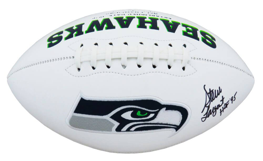 Steve Largent Signed Seattle Seahawks White Logo Football w/HOF'95