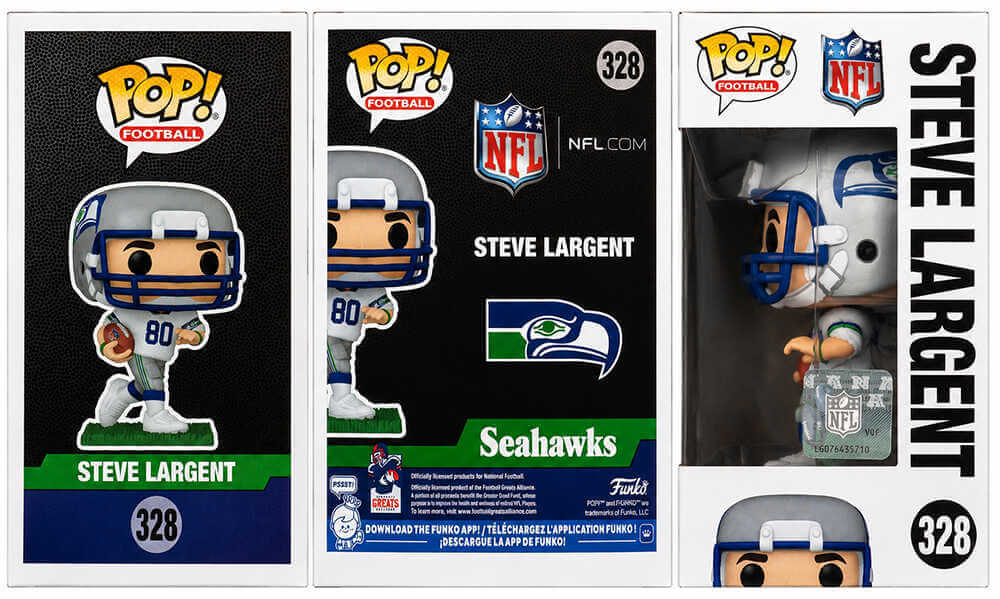 Steve Largent Signed Seattle Seahawks NFL Legends Funko Pop Doll #328 w/HOF'95
