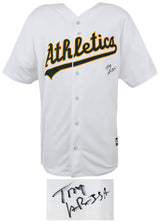 Tony LaRussa Signed Oakland A's White Majestic Replica Baseball Jersey