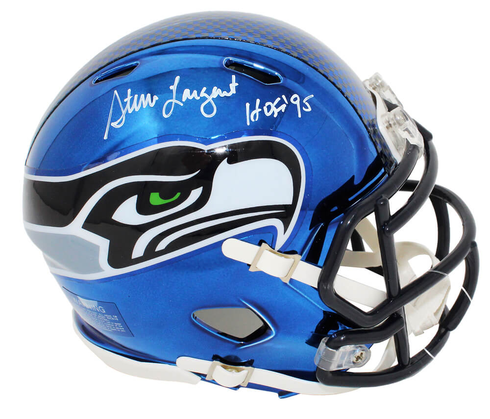 Steve Largent Signed Seattle Seahawks Chrome Riddell Mini Helmet w/HOF'95