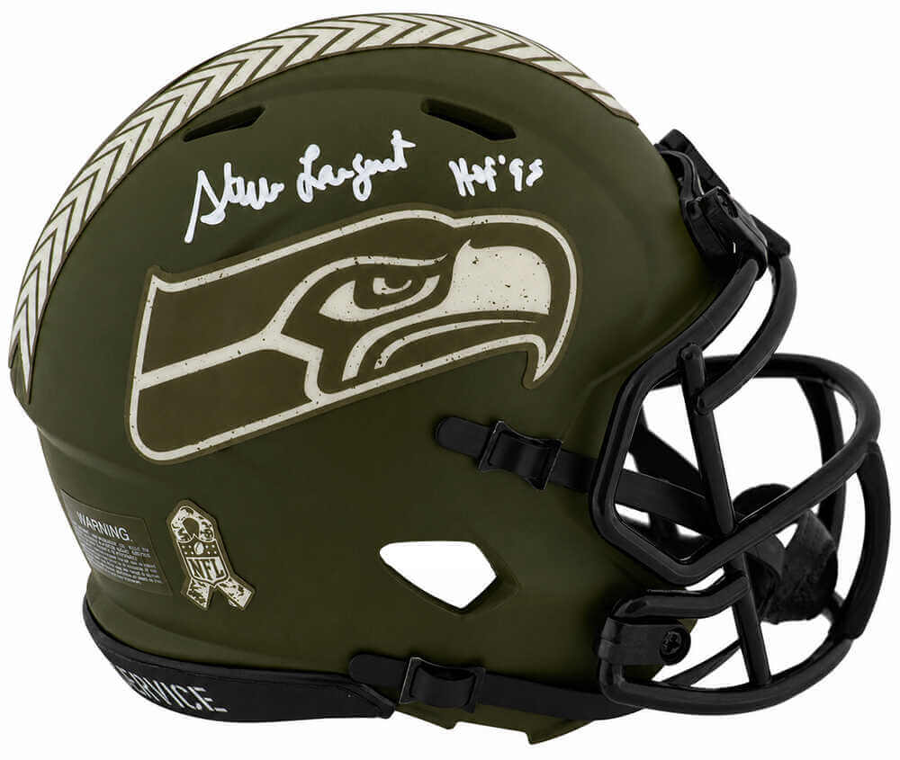 Steve Largent Signed Seattle Seahawks SALUTE Riddell Speed Mini Helmet w/HOF'95