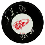 Igor Larionov Signed Detroit Red Wings Logo Hockey Puck w/HOF'08