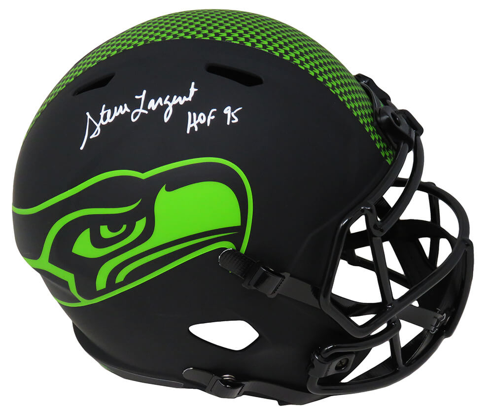 Steve Largent Signed Seattle Seahawks Eclipse Black Matte Riddell Full Size Speed Replica Helmet w/HOF'95