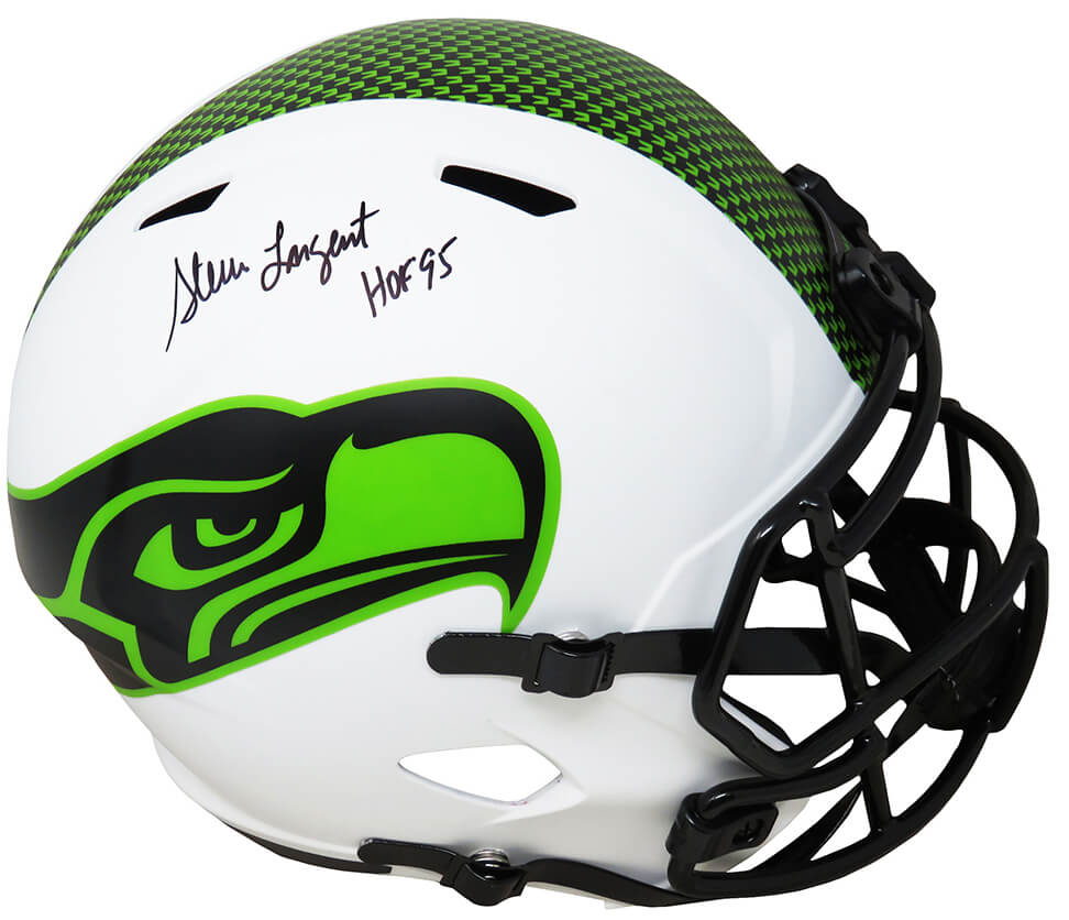 Steve Largent Signed Seattle Seahawks Lunar Eclipse White Matte Riddell Full Size Speed Replica Helmet w/HOF'95
