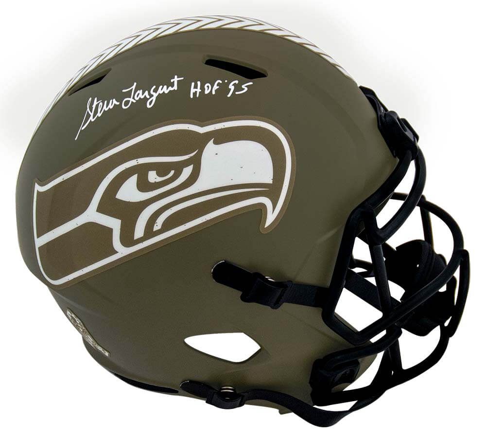Steve Largent Signed Seattle Seahawks Salute to Service Riddell Full Size Speed Replica Helmet w/HOF'95