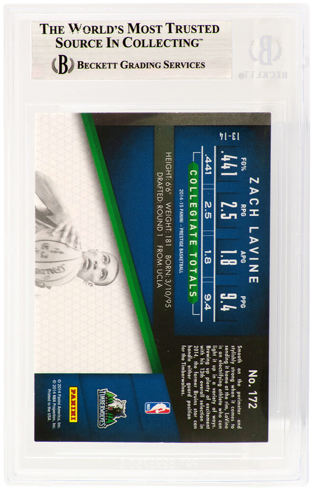 Zach Lavine Signed 2014 Panini Prestige Premium Rookie Basketball Card #172 - (Beckett / Auto Sticker)