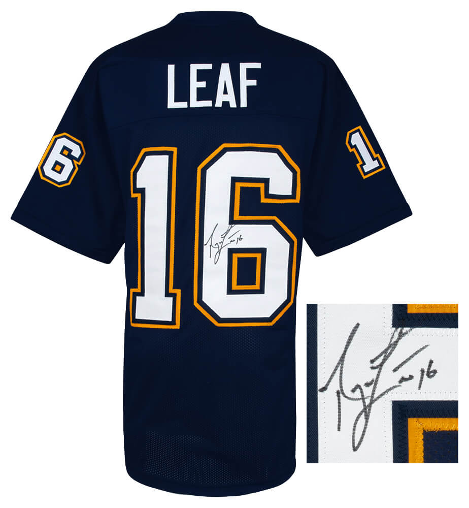 Ryan Leaf Signed Navy Throwback Custom Football Jersey