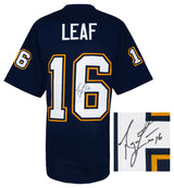 Ryan Leaf Signed Navy Throwback Custom Football Jersey