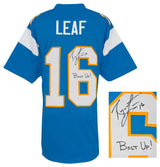 Ryan Leaf Signed Powder Blue Custom Football Jersey w/Bolt Up